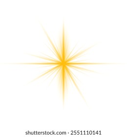 Realistic sun rays. Yellow sun ray glow abstract shine light effect starburst sbeam sunshine glowing isolated image.