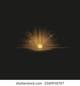Realistic sun rays. Yellow sun ray glow abstract shine light effect starburst sbeam sunshine glowing isolated vector illustration