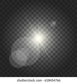 Realistic sun vector illustration with light effects.