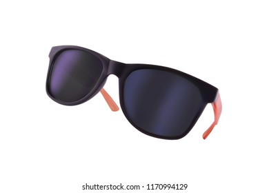 Realistic sunglasses isolated on white background. Vacations, summer travel design, travel agency. Vector realistic 3d illustration. Fashion accessory design. Summer eyewear concept