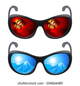 Realistic sunglasses. Set the first. The illustration on white background