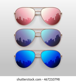 Realistic Sunglasses set. Vector isolated elements