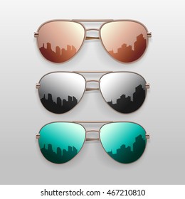 Realistic Sunglasses set. Vector isolated elements