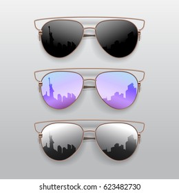 Realistic Sunglasses set. Vector isolated elements