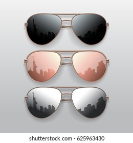 Realistic Sunglasses set. Vector isolated elements