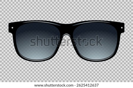 Realistic sunglasses. Summer glasses for eye protection. Modern eyeglasses for beach vacations, travel. vector illustration
