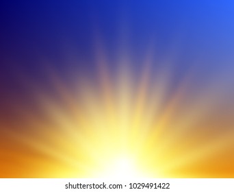 Realistic sunrise background. Abstract summer background Vector illustration.