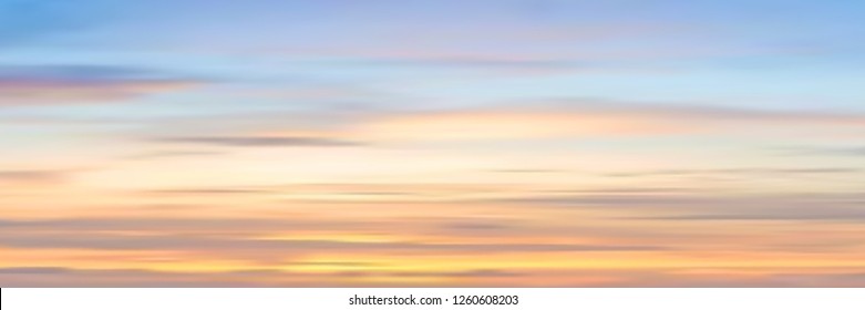 Realistic Sunset Sky, Panoramic Image, Vector Background, EPS10