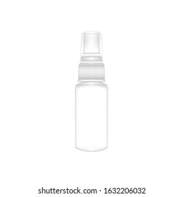 Realistic supplement spray bottle. Supplement product design package. Vector illustration.