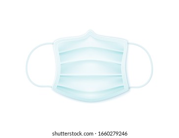 Realistic Surgical Mask. Vector Illustration Isolated on White Background witn Meshes and Blend Shadows.