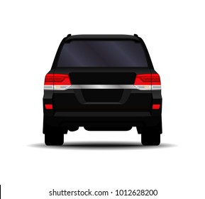 realistic SUV car. back view.