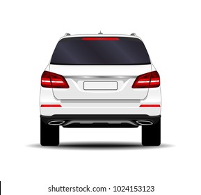 realistic SUV car. back view.