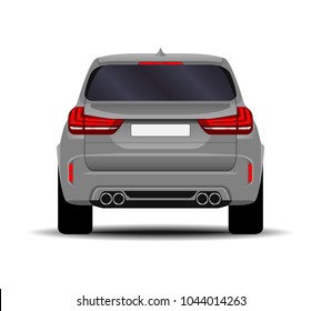 realistic SUV car. back view.