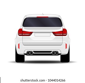 Realistic SUV Car. Back View.