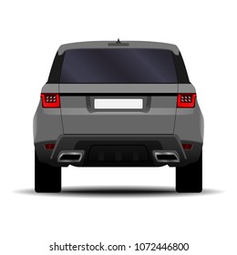realistic SUV car. back view