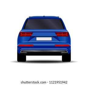 realistic SUV car. back view.