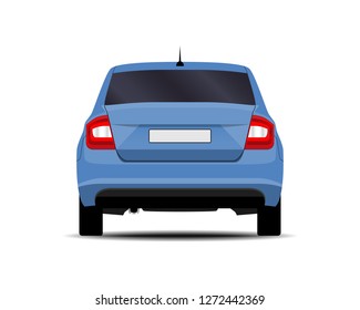 realistic SUV car. back view.