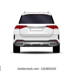 Realistic SUV Car. Back View.