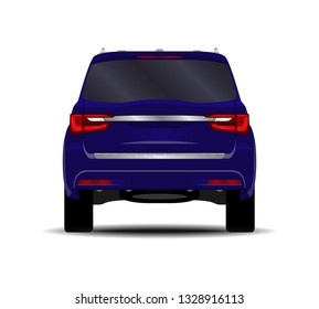 realistic SUV car. back view.