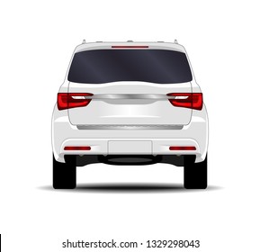 realistic SUV car. back view.
