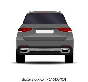 realistic SUV car. back view.
