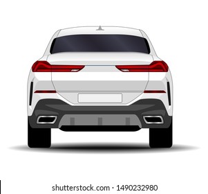 realistic SUV car. back view.