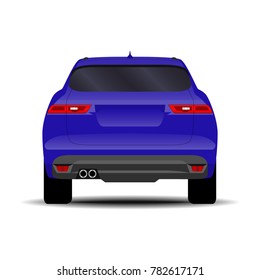 realistic SUV car. back view