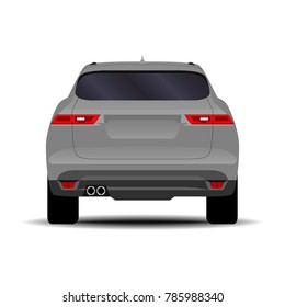 realistic SUV car. back view