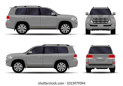 realistic SUV car. front view; side view; back view.