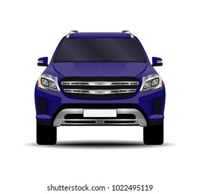 realistic SUV car. front view.
