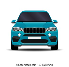realistic SUV car. front view.