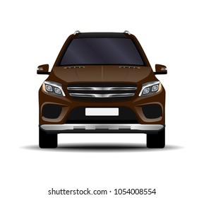 realistic SUV car. front view.
