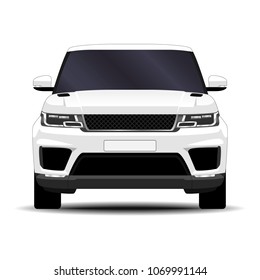 realistic SUV car. front view