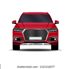 Realistic SUV Car. Front View