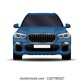 realistic SUV car. front view.