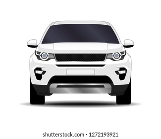 realistic SUV car. front view.
