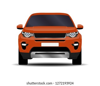 Realistic SUV Car. Front View.