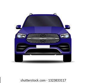 realistic SUV car. front view.