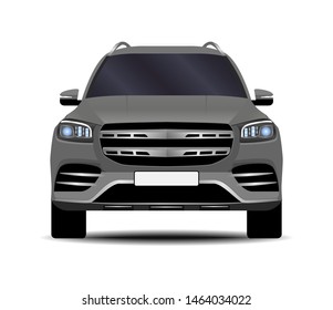 Realistic SUV Car. Front View.