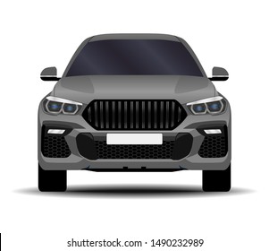 realistic SUV car. front view.