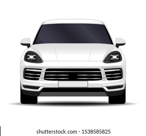 Realistic SUV Car. Front View.