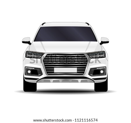 realistic SUV car. front view
