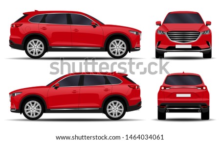 realistic SUV car. front view; side view; back view.