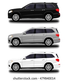 realistic SUV car. set