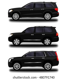 realistic SUV car. set
