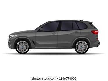 realistic SUV car. side view.