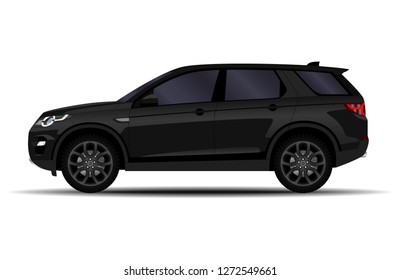 realistic SUV car. side view.