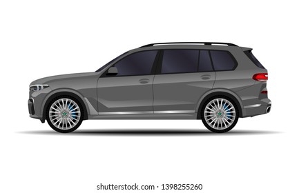 realistic SUV car. side view.