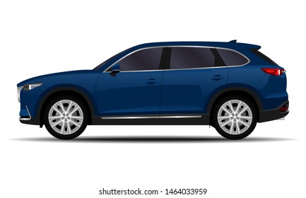 realistic SUV car. side view.