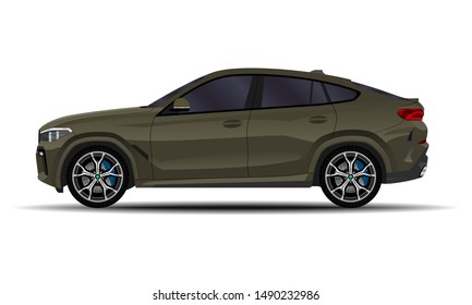 realistic SUV car. side view.